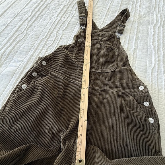 Old Navy corduroy slouchy straight workwear overalls Women 12 Arboretum - Picture 7 of 11